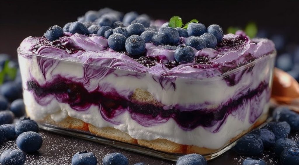No Bake Blueberry Tiramisu cake without an oven in 10 minutes