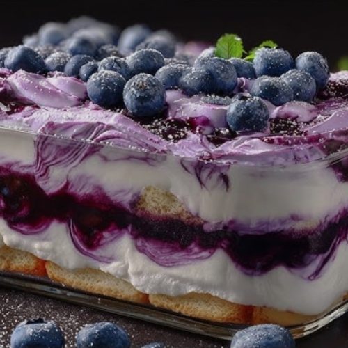 No Bake Blueberry Tiramisu cake without an oven in 10 minutes