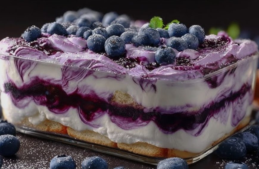 No Bake Blueberry Tiramisu cake without an oven in 10 minutes
