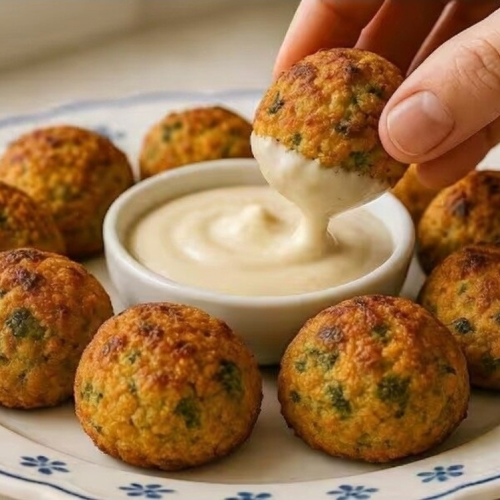 These baked chickpea balls are crispy on the outside, soft on the inside, and packed with protein! This simple recipe uses plant-based ingredients like chickpeas, broccoli, onions, and garlic, and is rich in protein, filling, and super tasty. Perfect for a healthy lunch, dinner, or party snack! If you're looking for an affordable, high-protein, gluten-free recipe, these chickpea balls are definitely worth trying! 📌 Ingredients: • 330g Canned chickpeas • 80g Broccoli • 1 Onion • Ghee (substitute vegetable oil if you are vegan) • 1 Clove of garlic • Fresh parsley • 2 tbsp Chickpea flour • 2 tbsp Ground flax seeds • Salt to taste • Freshly ground pepper • ½ tsp Cumin • ½ tsp Ground paprika 📌 Sauce: • 2 tbsp Tahini • 2 tbsp Sour cream (substitute plant-based sour cream if you are vegan) • 1 tsp Honey(substitute agave syrup if you are vegan) • 1 Clove of garlic • Juice from half a lemon • Pinch of cumin • Pinch of chili flakes • Salt to taste