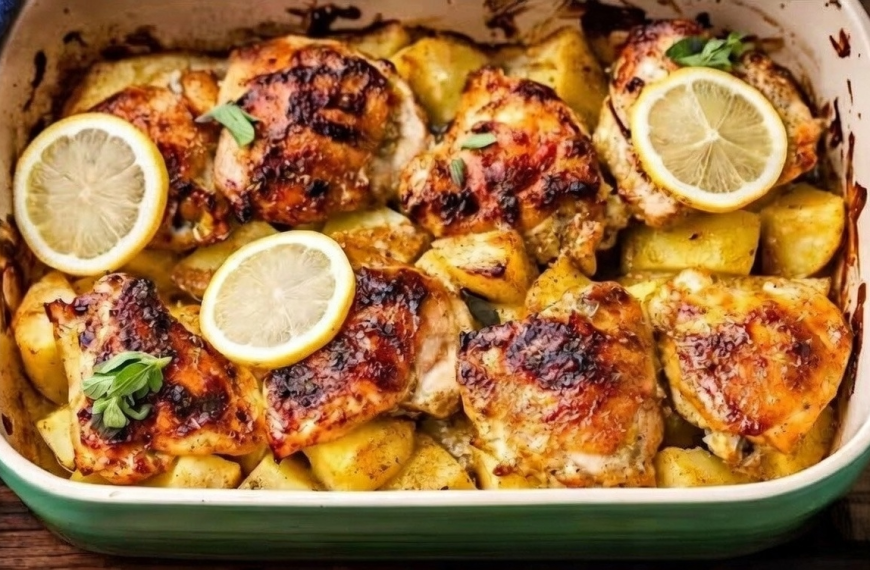 Greek lemon chicken and potatoes