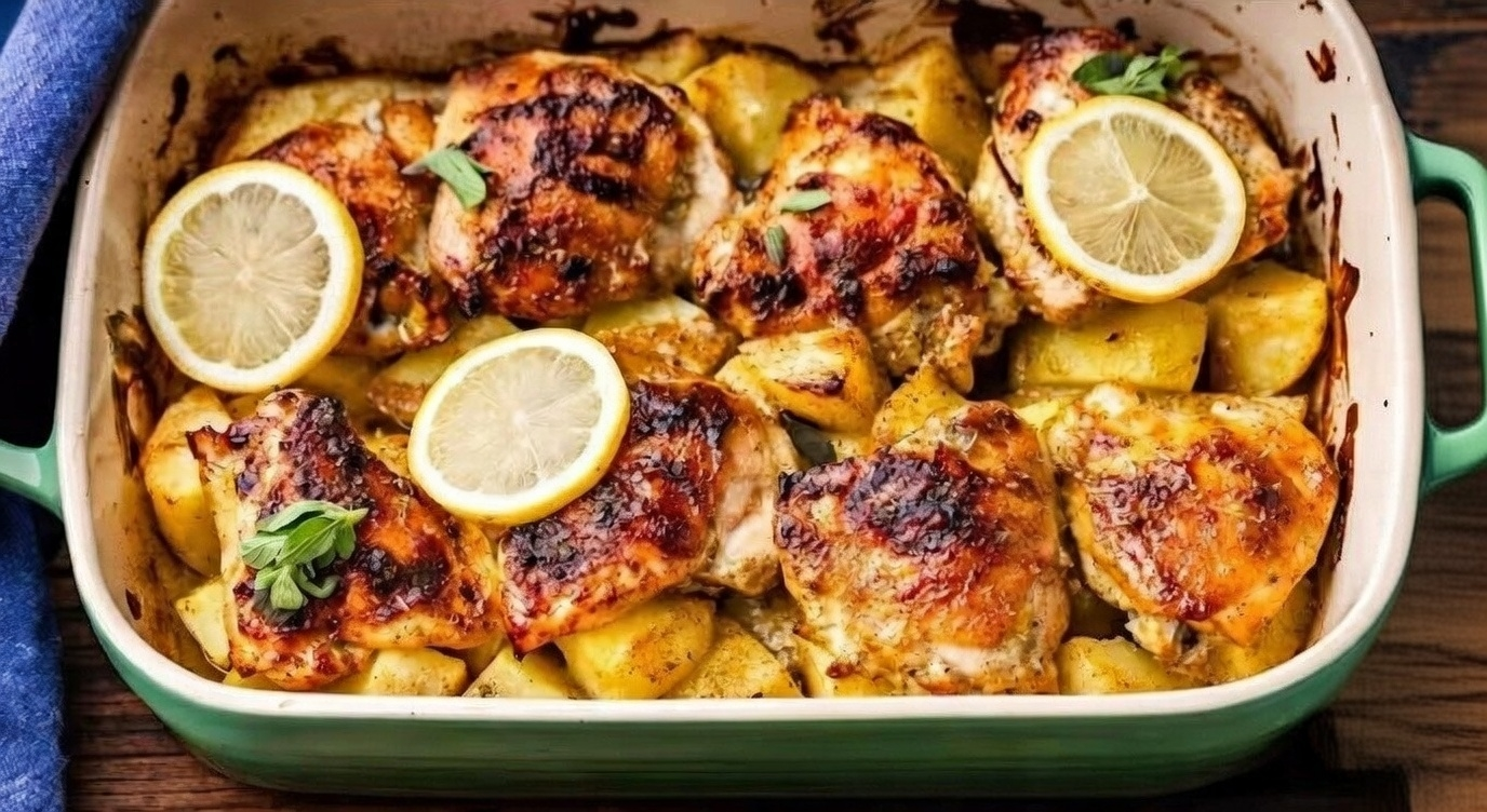 Greek lemon chicken and potatoes