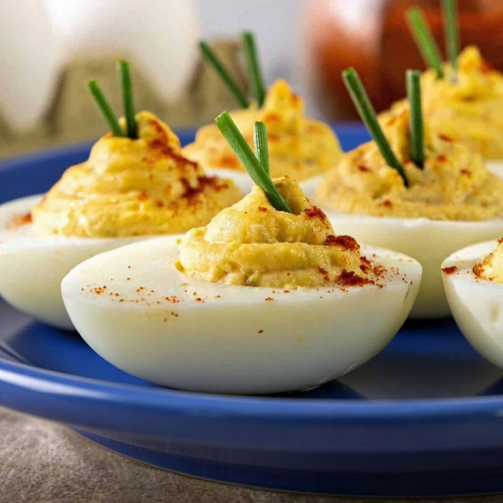 Classic Southern deviled eggs, creamy and flavorful, perfect for upcoming holiday parties. Easy to make with simple ingredients.